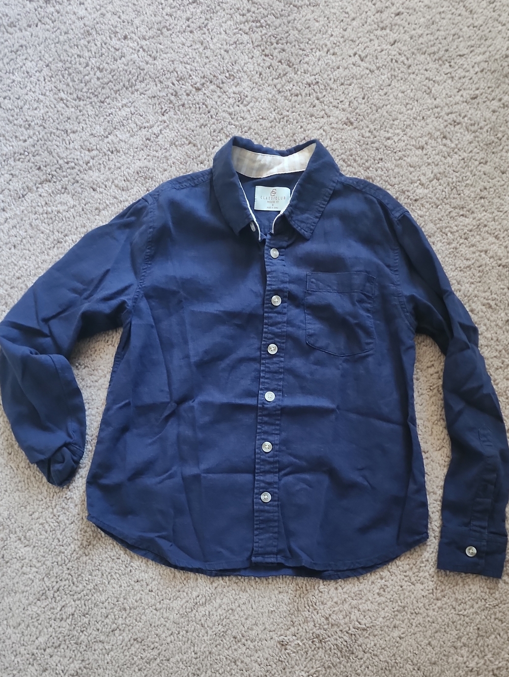 Class Club Navy Blue Long-Sleeve Button-Down Shirt